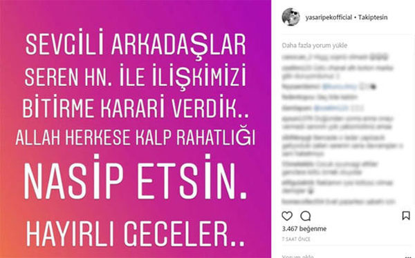 Yaşar İpek ve Seren Serengil ayrıldı
